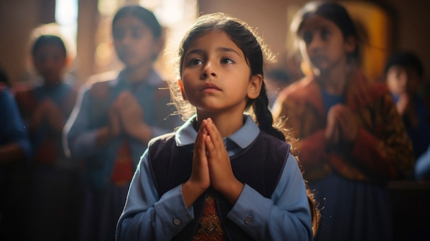 Close up on mexican person praying