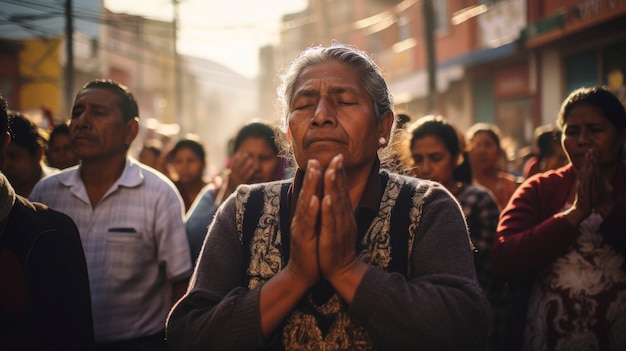 Close up on mexican person praying