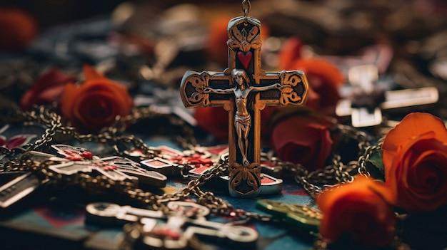 Free Photo close up on mexican praying altar