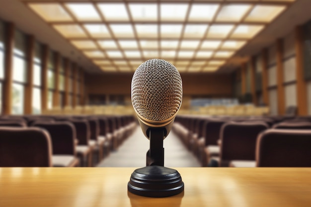 Free photo close up on microphone for speech at official event