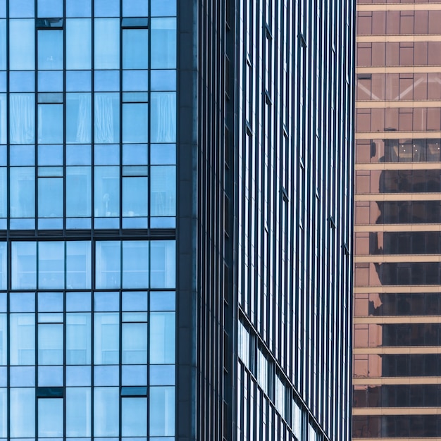 Free Photo close-up of modern office buildings