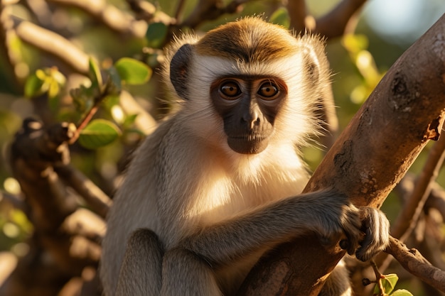 Close up on monkey in nature