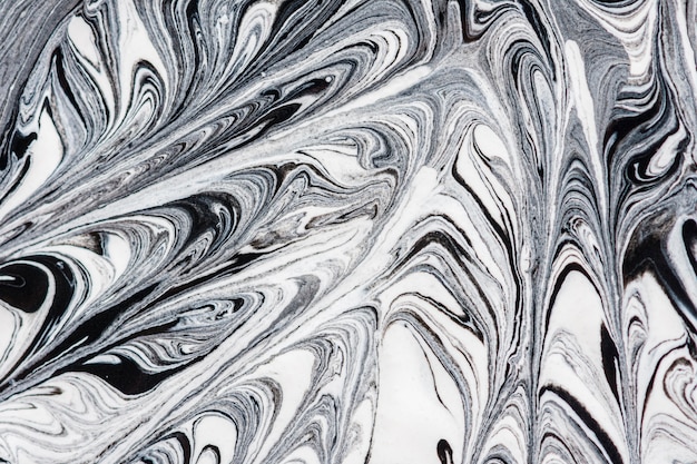 Close-up of monochrome paint swirls