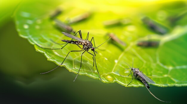 Close up mosquito in nature