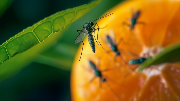 Close up mosquito in nature