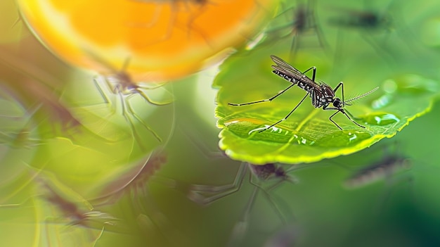 Close up mosquito in nature