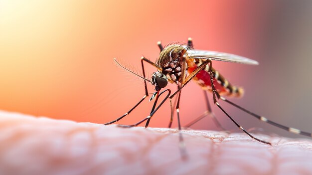 Close up mosquito in nature