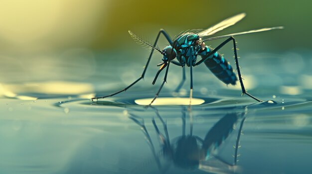 Close up mosquito in nature