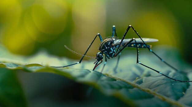 Close up on mosquitoes in nature