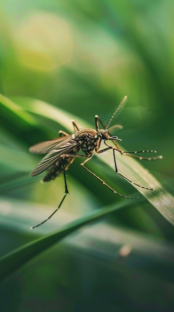 Close up on mosquitoes in nature