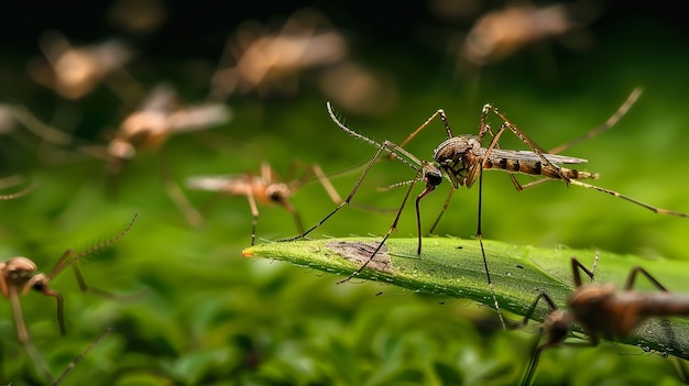 Free photo close up on mosquitoes in nature