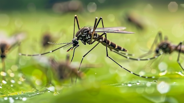 Free photo close up on mosquitoes in nature