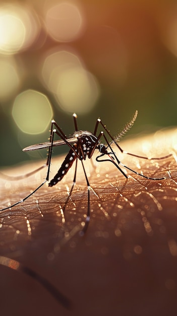 Close up on mosquitoes in nature