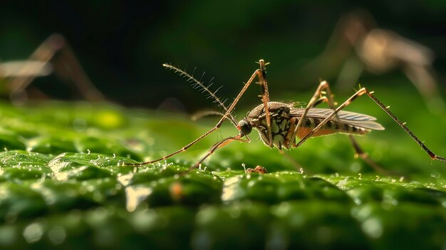 Close up on mosquitoes in nature