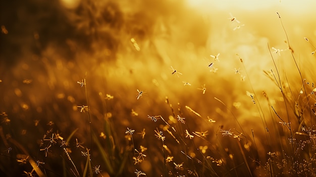 Free Photo close up mosquitoes in nature