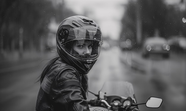 Free photo close up on motorcycle helmet