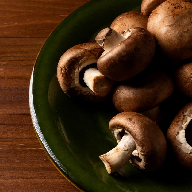 Close-up mushrooms on plate