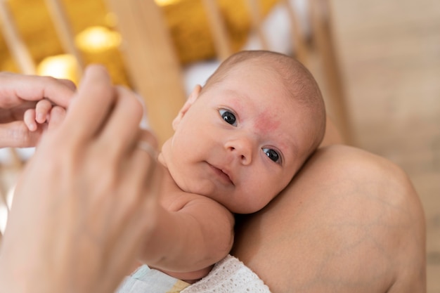 Close up on newborn baby