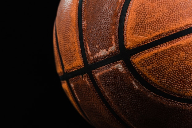 Close-up of old basketball ball