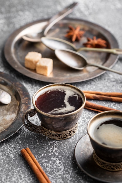 Free Photo close-up organic coffee cup on the table