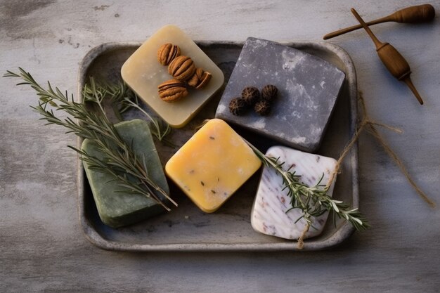 Close up on organic soap bars