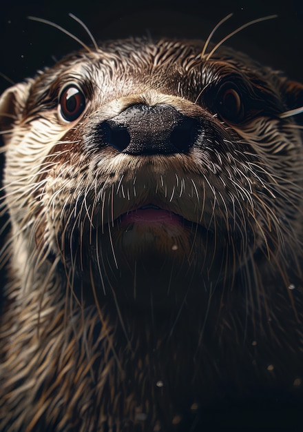 Free photo close up on otter in the wild