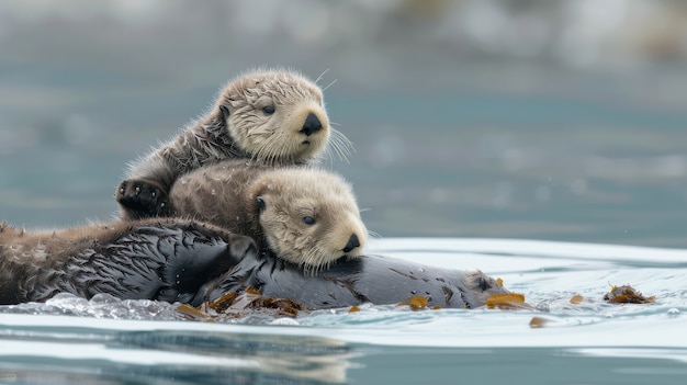 Free Photo close up on otter in the wild