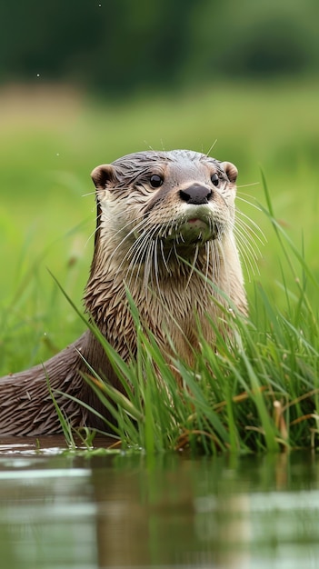 Free Photo close up on otter in the wild