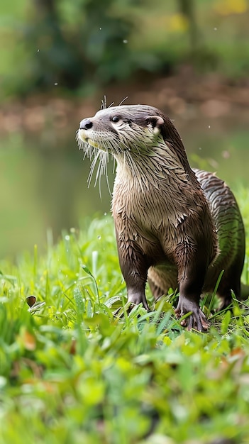 Free photo close up on otter in the wild