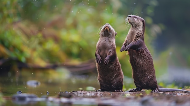 Free Photo close up on otter in the wild