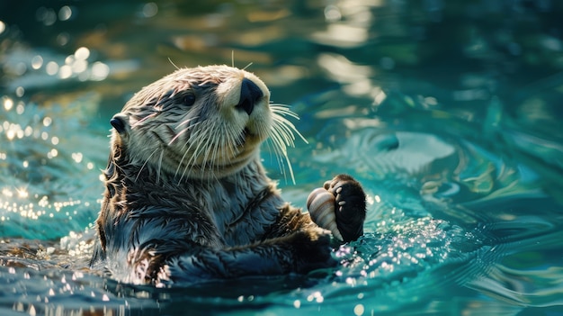 Free photo close up on otter in the wild