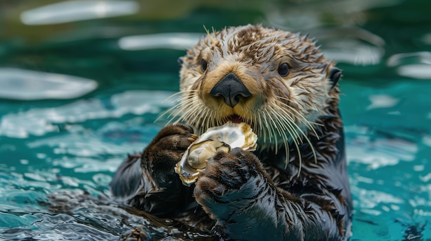 Free Photo close up on otter in the wild