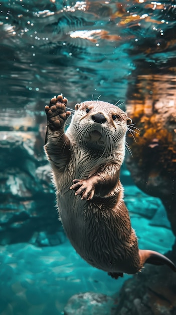 Close up on otter in the wild