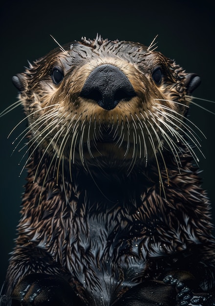 Free photo close up on otter in the wild