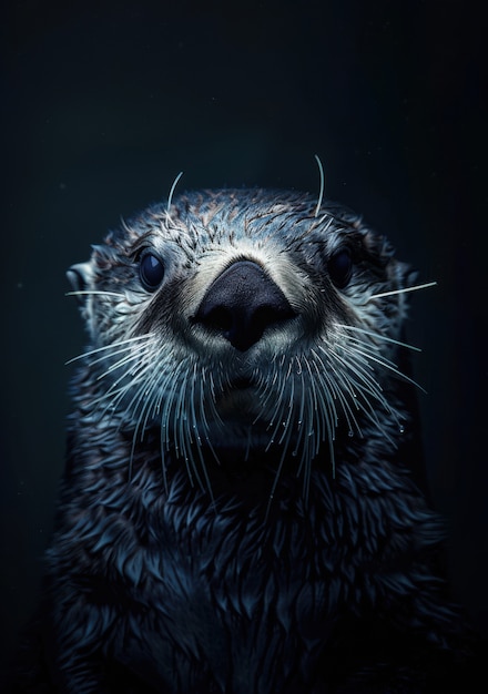 Free Photo close up on otter in the wild