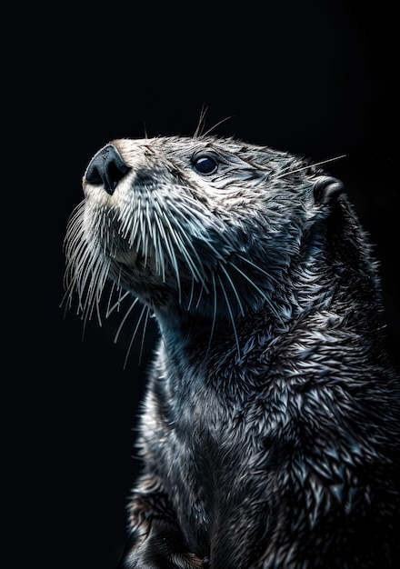 Free photo close up on otter in the wild