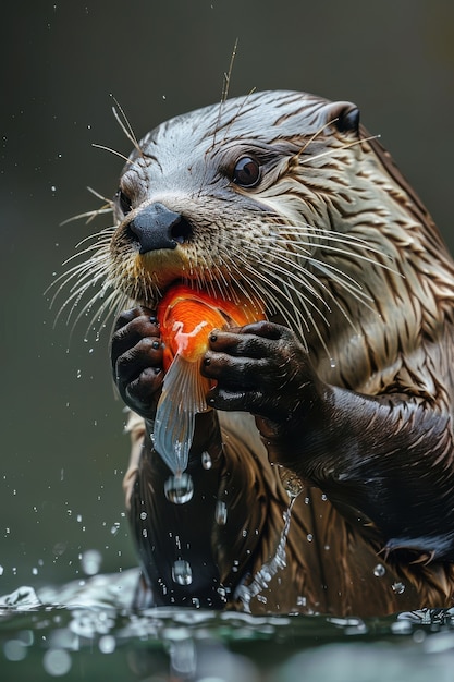 Close up on otter in the wild