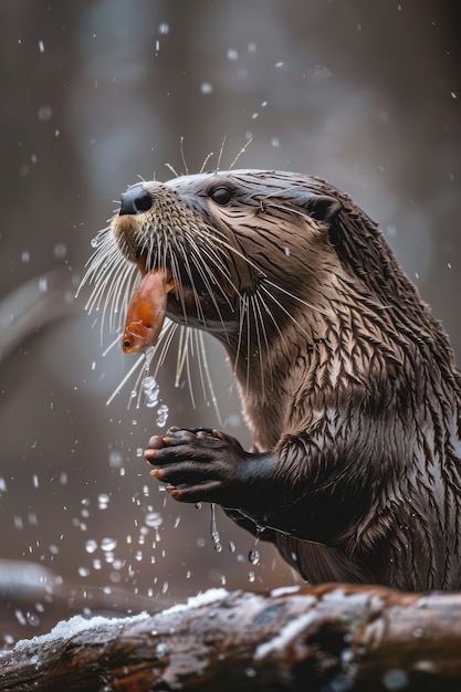 Close up on otter in the wild