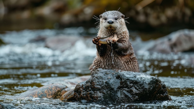 Close up on otter in the wild