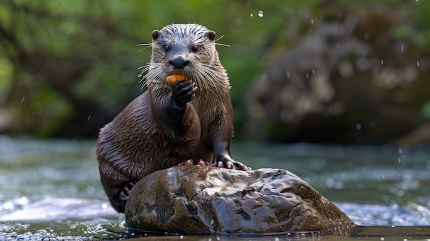 Close up on otter in the wild