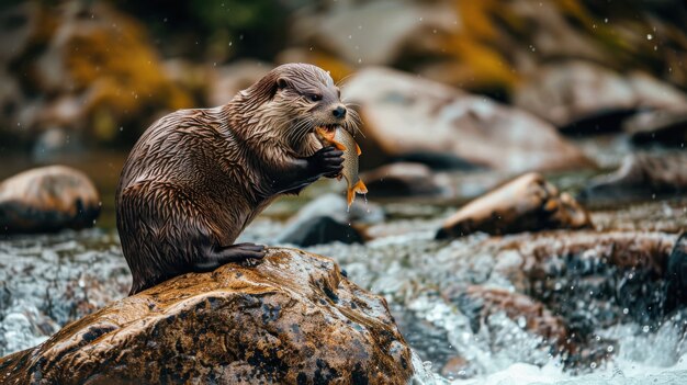 Close up on otter in the wild