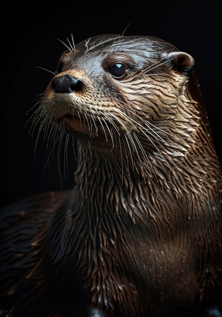 Free photo close up on otter in the wild