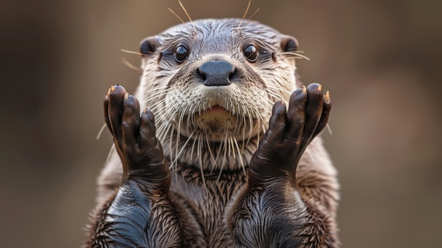 Close up on otter in the wild