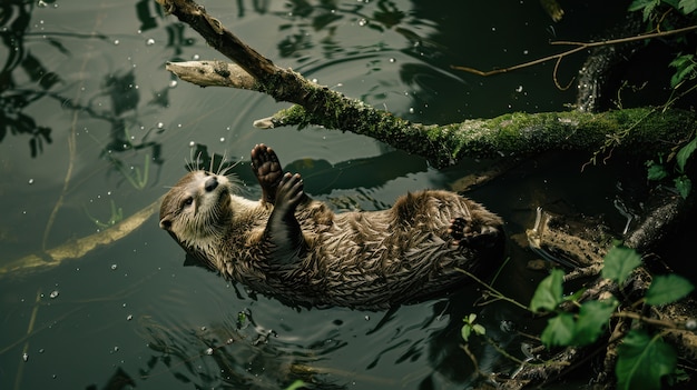 Free Photo close up on otter in the wild