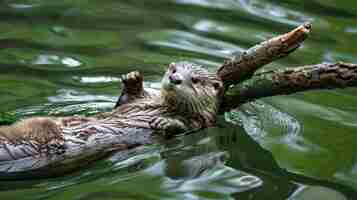 Free photo close up on otter in the wild