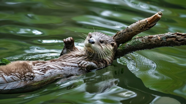 Free Photo close up on otter in the wild