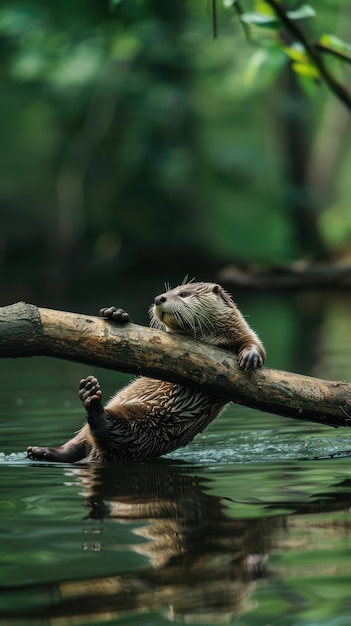 Free Photo close up on otter in the wild