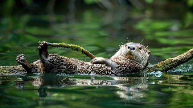 Free photo close up on otter in the wild