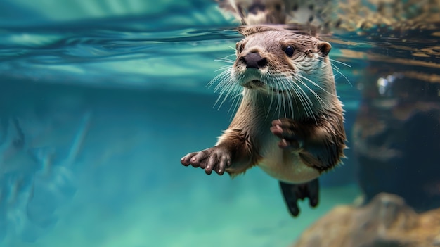 Free Photo close up on otter in the wild