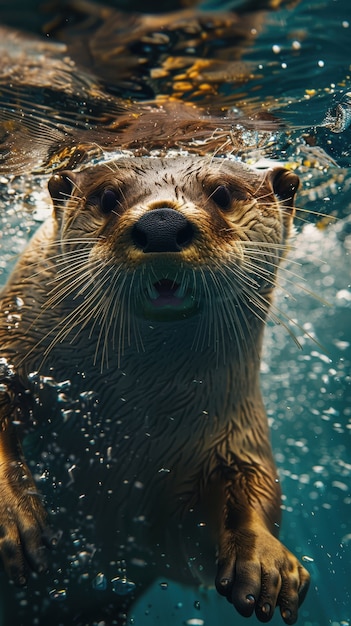 Close up on otter in the wild